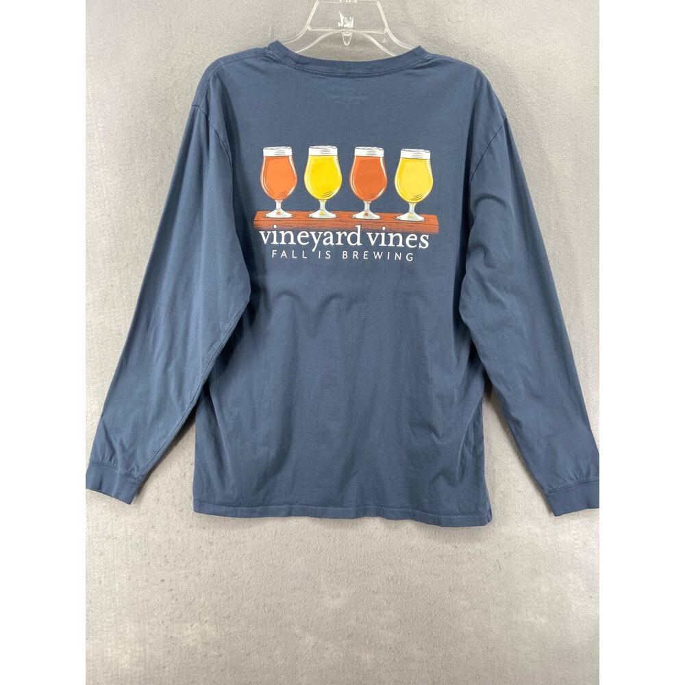 Vineyard Vines Shirt Mens L Blue Long Sleeve Fall is Brewing Preppy Cotton Crew - Picture 7 of 9